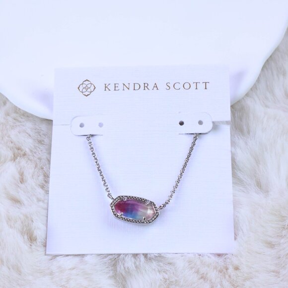 New Kendra Scott Elisa Watercolor Silver Necklace - Picture 1 of 2
